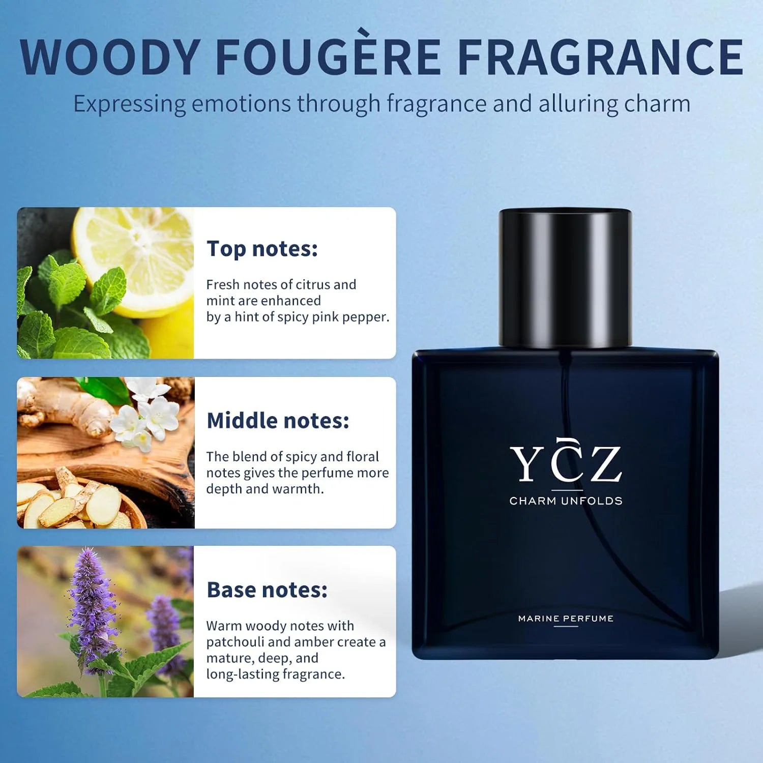 Cologne Man Perfume Spray Long Lasting Woody Ocean Fruity Light Fragrance