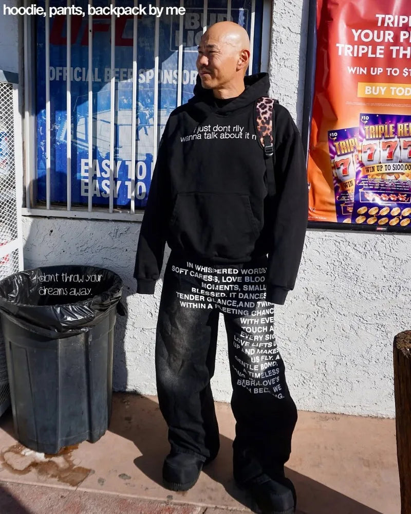 men Jeans vintage American Pattern letter jeans streetwear
