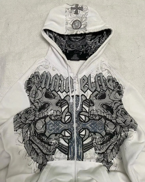 American Y2K New Hip Hop Trend Zipper Hoodie